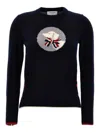 Thom Browne Blue Jacquard Pattern Sweater In Blue