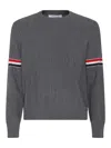 Thom Browne Rib Stitch Wool Sweater In Grey
