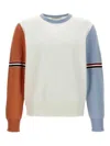 Thom Browne Color-block Crew Neck Sweater With Striped Detail In Multicolour