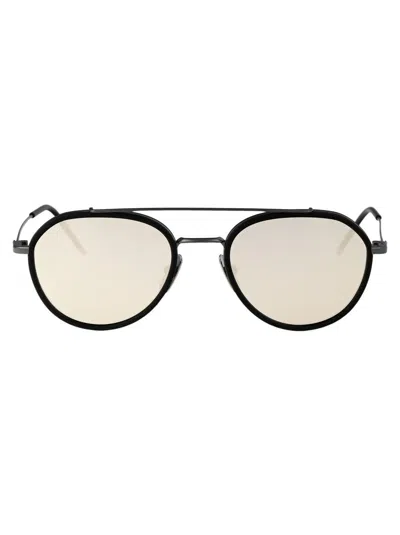 Thom Browne Eyewear Round Frame Sunglasses In 004 Black/ch