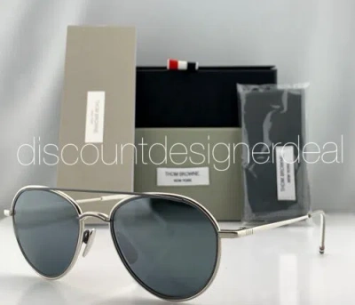 Pre-owned Thom Browne Sunglasses Tb-109-b-t-slv-gry Silver Gray Frame Silver Mirrored Lens In Silver & Gray Frame, Silver Mirrored Lenses