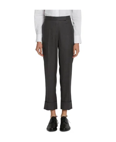 Thom Browne Super 120s Cropped Trousers In Gray