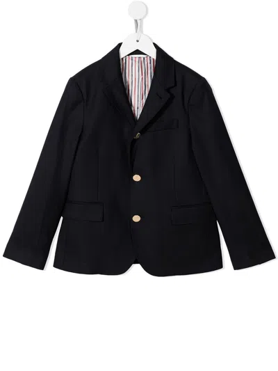 Thom Browne Kids' Super 120s Twill Blazer In Blue