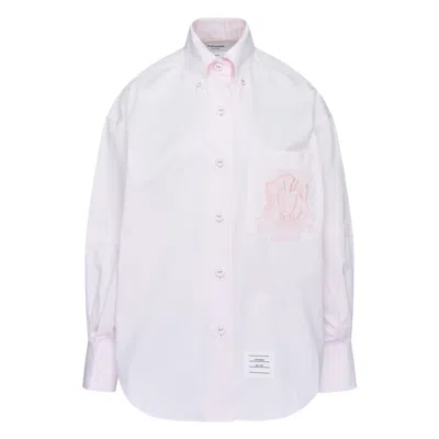 Thom Browne Supersized Long Sleeve Point Collar Shirt In White