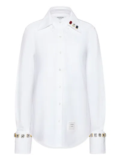 Thom Browne Hemd Mit Kristalltasche In White