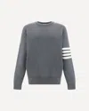 Thom Browne Long-sleeve Grey Cotton T-shirt With Signature Stripes