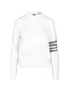 Thom Browne Crew Neck Striped Sleeve Long Sleeves In White