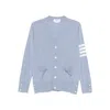 Thom Browne Striped V Neck Cardigan Pockets In Blue