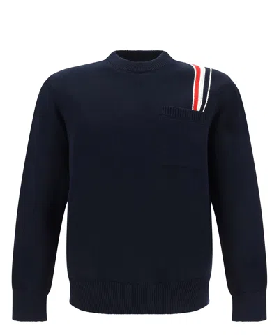 Thom Browne Navy Rwb Stripe Sweater In Blue