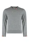 Thom Browne Crew Neck Sweater Made From Virgin Wool In Gray