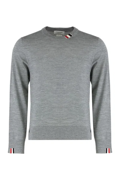 Thom Browne Crew Neck Sweater Made From Virgin Wool In Gray