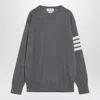 Thom Browne Milano Stitch Cotton Crewneck Sweater In Gray