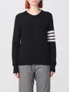Thom Browne Crewneck Wool Sweater With Signature Stripes In Navy
