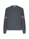 Thom Browne Rib Stitch Wool Sweater In Med Grey