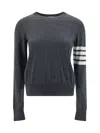Thom Browne 4-bar Stripe Wool Sweater In Med Grey