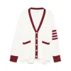 Thom Browne Off-white Milano Stitch 4-bar V Neck Rugby Cardigan In Neutral