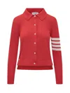 Thom Browne Red Cotton 4-bar Cardigan In Red