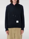 Thom Browne Drawstring Hoodie With Ribbed Cuffs In Blau
