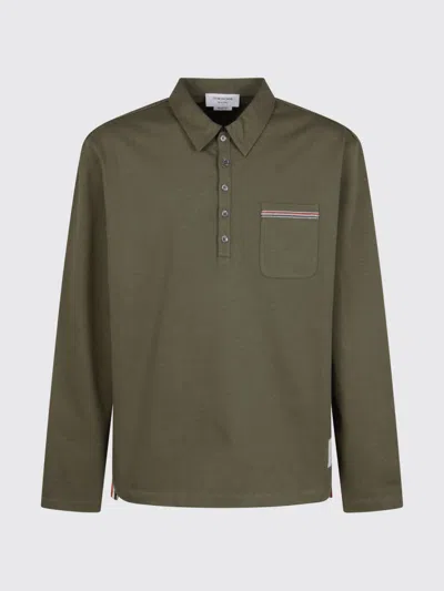 Thom Browne Chest-pocket Long-sleeve Polo Shirt In Green