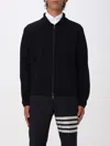 Thom Browne Double Face Zip Wool Blend Cardigan In Blue