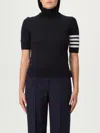Thom Browne Fine Merino Wool Short-sleeve Turtleneck Sweater In Blue