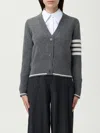 Thom Browne Gray Intarsia Geese 4-bar V-neck Cardigan In Gray