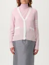 Thom Browne Contrast-border Cotton Cardigan In Pink