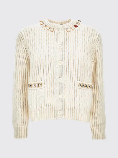 Thom Browne Swarovski Crystal Crew Neck Cardigan In Neutral