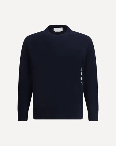 Thom Browne Sweater Whit Iconic Bands In Blue