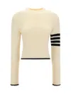 Thom Browne White Sweater With 4-bar Detail In Knit Woman In White