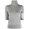 Thom Browne Turtleneck Short-sleeve Jumper In Gray