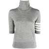 Thom Browne Turtleneck Short-sleeve Jumper In Gray