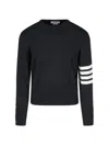 Thom Browne Ribbed Hem Crewneck Striped Sleeve Button Cuffs