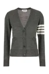 Thom Browne Wool Relaxed 4-bar Cardigan In Gray