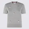 Thom Browne Knitwear Crewneck Embroidered Short Sleeves In Gray