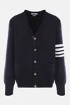 Thom Browne 4-bar Milano Knit Cardigan In Blue