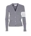 Thom Browne Grey 4-bar Stripe Knit Cardigan In Gray