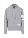 Thom Browne Mens Light Grey Striped Brand-patch Cotton-jersey Hoody In Gray