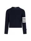 Thom Browne Cashmere Crew Neck Sweater With Striped Sleeve