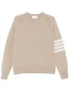 Thom Browne 4 Bar Stripe Shetland Wool Sweater In Brown