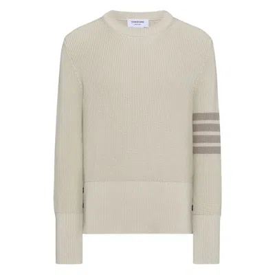 Thom Browne Crewneck Cotton Sweater In Neutral