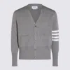Thom Browne Crewneck Sweater With Striped Sleeve Detail In Gray