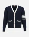 Thom Browne Cardigan With Iconic Stripes In Blue