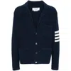Thom Browne Notched-lapels Drop-shoulder Cardigan In Blue