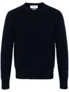 Thom Browne Men's Navy Wool Logo Sweater In Blue