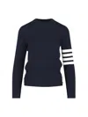 Thom Browne Milano Stitch Jersey With 4 Bars In Blue