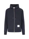 Thom Browne Hoodie Zip Classic Loopback Cotton Sweatshirt In Blue