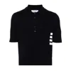 Thom Browne 4-bar Knit Polo Shirt In Blue