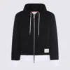 Thom Browne Zip Up Hoodie With Engineered 4 Bar In Color Blocked Solid In Black