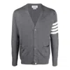 Thom Browne Classic V-neck Cardigan In Fine Merino Wool In Gray